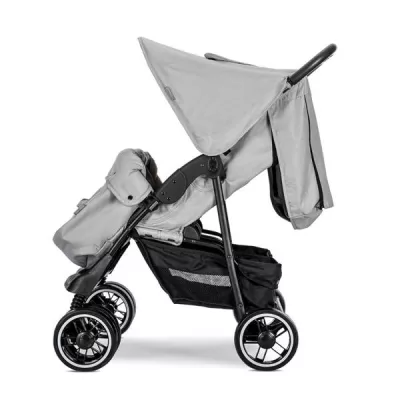 Carucior pentru gemeni, Twin, reglabil individual, pana la 15 kg per copil, geanta pentru mama inclusa, Grey