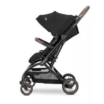 Carucior pentru nou-nascut, Makaya, cu scaun rotativ 360 grade, cadru din aluminiu, pana la 22 kg, Black