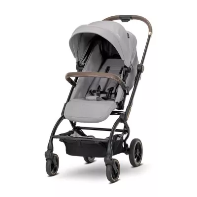 Carucior sport - Carucior pentru nou-nascut, Makaya, cu scaun rotativ 360 grade, cadru din aluminiu, pana la 22 kg, Grey, bebelorelli.ro