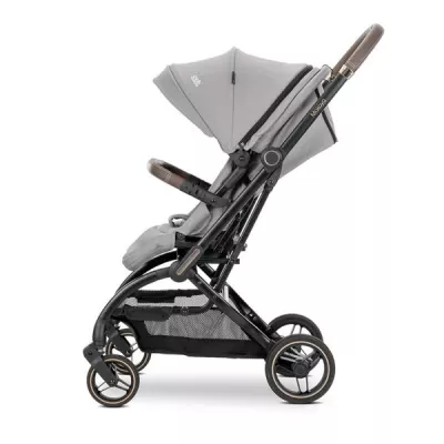 Carucior pentru nou-nascut, Makaya, cu scaun rotativ 360 grade, cadru din aluminiu, pana la 22 kg, Grey