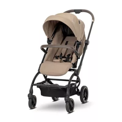 Carucior sport - Carucior pentru nou-nascut, Makaya, cu scaun rotativ 360 grade, cadru din aluminiu, pana la 22 kg, Beige, bebelorelli.ro
