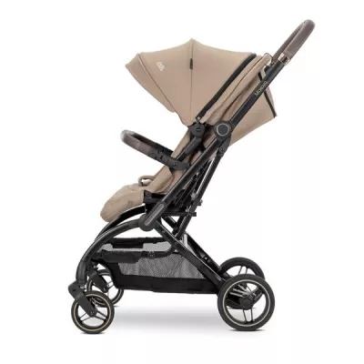 Carucior pentru nou-nascut, Makaya, cu scaun rotativ 360 grade, cadru din aluminiu, pana la 22 kg, Beige