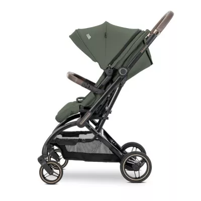 Carucior pentru nou-nascut, Makaya, cu scaun rotativ 360 grade, cadru din aluminiu, pana la 22 kg, Green