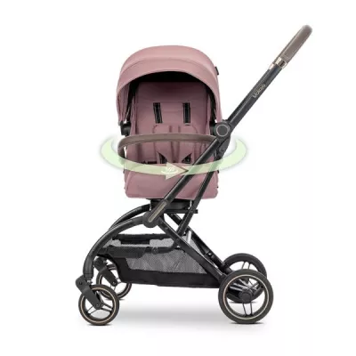 Carucior Standard - Carucior pentru nou-nascut, Makaya, cu scaun rotativ 360 grade, cadru din aluminiu, pana la 22 kg, Pink, bebelorelli.ro