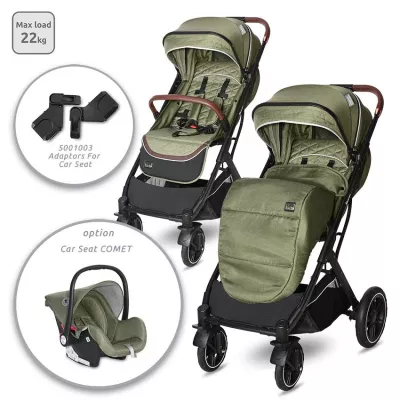 Carucior Storm, de la 0 luni pana la 4 ani, maxim 22 kg, cadru aluminiu, cos auto optional, Verde Loden