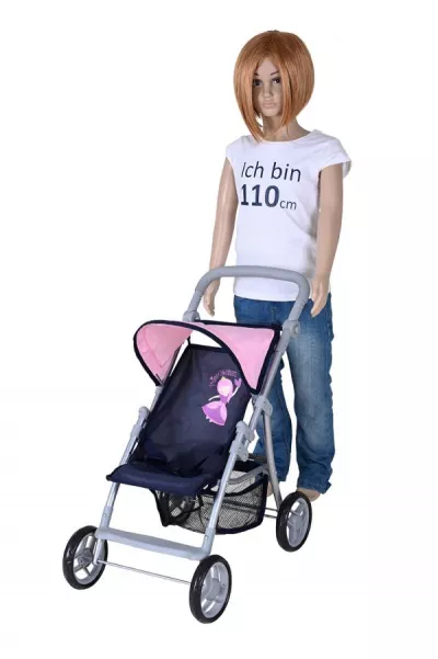 Carucior pentru papusi, Knorr Toys, Liba, maner reglabil pe inaltime, 54x35x44 cm, 3 Ani+, Princess Blue