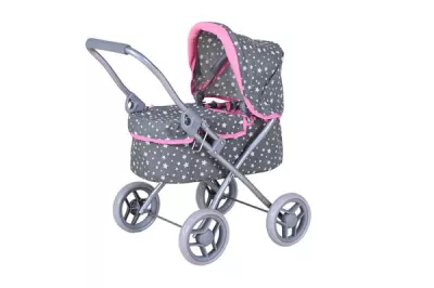 Carucior pentru papusi, Knorr Toys, Mini Lili, copertina reglabila, husa de picioare, 56 x 35 x 56 cm, 3 Ani+, Star Grey