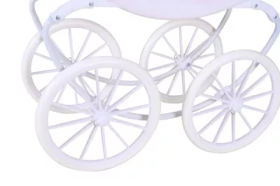 Carucior retro pentru papusi, Knorr Toys, Classic, copertina reglabila, include lenjerie asortata, husa de picioare, 80 x 31 x 71 cm, 3 Ani+, Rose White Princess