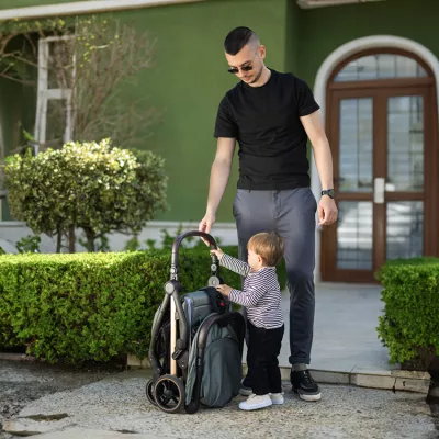 Carucior Set 2 in 1, autofold, Loret, cosulet auto inclus, pana la 22 kg, Black