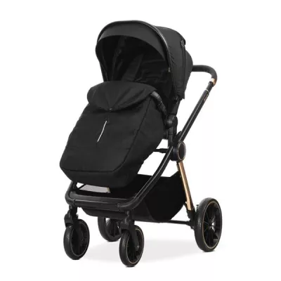 Carucior Set 2 in 1, Bianca, cos landou individual cu maner de transport, cadru din aluminiu, pana la 22 kg, Black