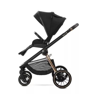 Carucior Set 2 in 1, Bianca, cos landou individual cu maner de transport, cadru din aluminiu, pana la 22 kg, Black