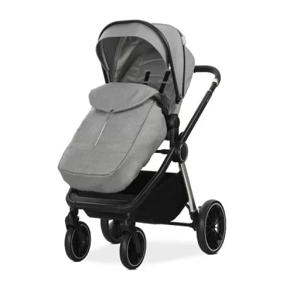 Carucior Set 2 in 1, Bianca, cos landou individual cu maner de transport, cadru din aluminiu, pana la 22 kg, Grey