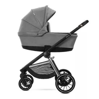 Carucior Set 2 in 1, Bianca, cos landou individual cu maner de transport, cadru din aluminiu, pana la 22 kg, Grey
