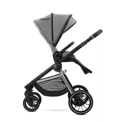 Carucior Set 2 in 1, Bianca, cos landou individual cu maner de transport, cadru din aluminiu, pana la 22 kg, Grey