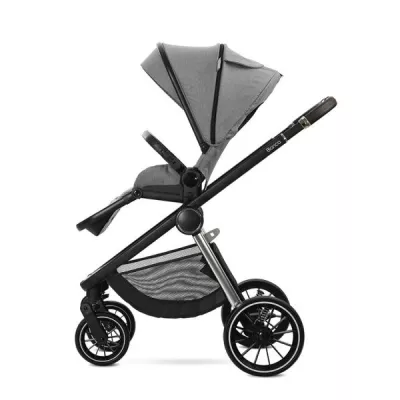 Carucior Set 2 in 1, Bianca, cos landou individual cu maner de transport, cadru din aluminiu, pana la 22 kg, Grey