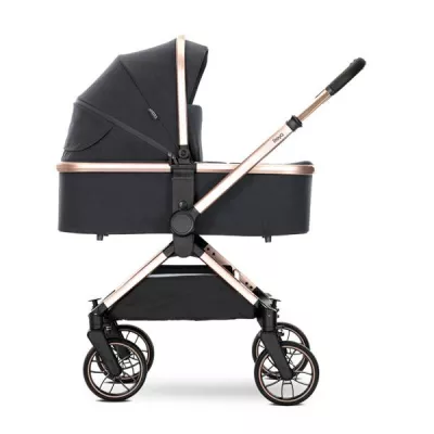 Carucior 2 in 1 - Carucior Set 2 in 1, Reya, cos individual cu maner de transport, maner si sezut reversibile, pana la 22 kg, Black, bebelorelli.ro
