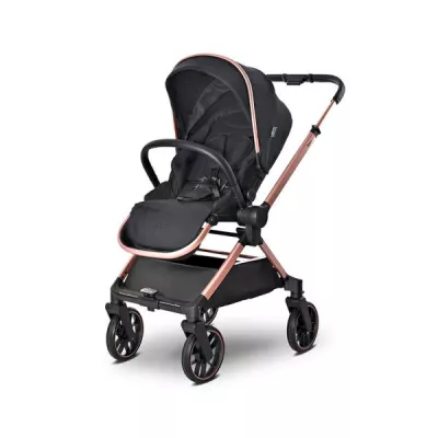 Carucior Set 2 in 1, Reya, cos individual cu maner de transport, maner si sezut reversibile, pana la 22 kg, Black