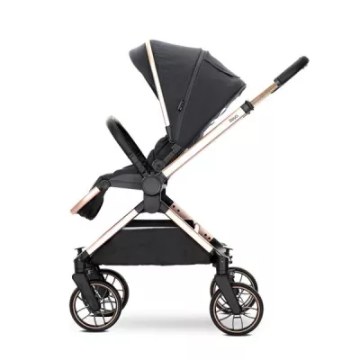 Carucior Set 2 in 1, Reya, cos individual cu maner de transport, maner si sezut reversibile, pana la 22 kg, Black