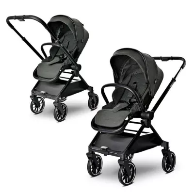 Carucior Set 2 in 1, Reya, cos individual cu maner de transport, maner si sezut reversibile, pana la 22 kg, Green