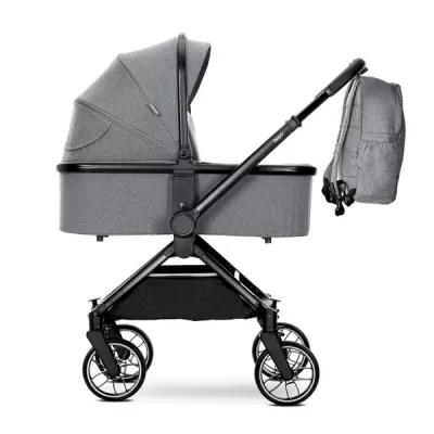 Carucior Set 2 in 1, Reya, cos individual cu maner de transport, maner si sezut reversibile, pana la 22 kg, Grey