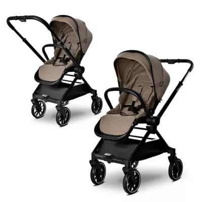 Carucior Set 2 in 1, Reya, cos individual cu maner de transport, maner si sezut reversibile, pana la 22 kg, Beige