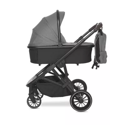 Carucior Set 3 in 1, Aria, cosulet auto Aria Luxe 40-87 cm inclus, multiple accesorii, Grey