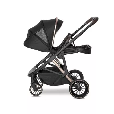 Carucior Set 3 in 1, Aria, cosulet auto Aria Luxe 40-87 cm inclus, multiple accesorii, Black
