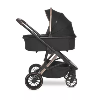 Carucior Set 3 in 1, Aria, cosulet auto Aria Luxe 40-87 cm inclus, multiple accesorii, Black