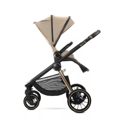 Carucior Set 3 in 1, Bianca, cadru usor din aluminiu, pana la 22 kg, Beige Warm