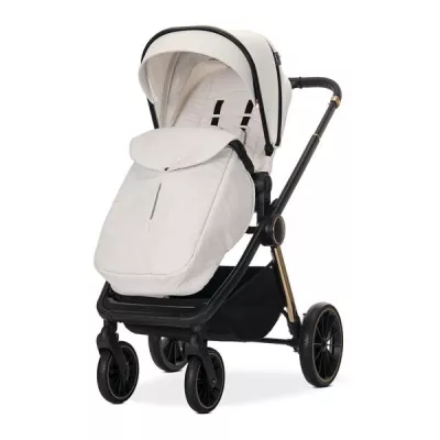 Carucior Set 3 in 1, Bianca, cos landou individual, cosulet auto Aria Luxe inclus, cadru din aluminiu, pana la 22 kg, Beige Latte