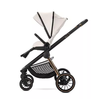 Carucior Set 3 in 1, Bianca, cos landou individual, cosulet auto Aria Luxe inclus, cadru din aluminiu, pana la 22 kg, Beige Latte
