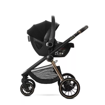 Carucior Set 3 in 1, Bianca, cos landou individual, cosulet auto Aria Luxe inclus, cadru din aluminiu, pana la 22 kg, Beige Latte
