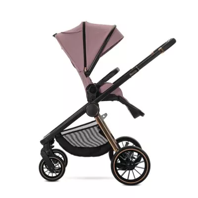 Carucior Set 3 in 1, Bianca, cos landou individual, cosulet auto Aria Luxe inclus, cadru din aluminiu, pana la 22 kg, Pink