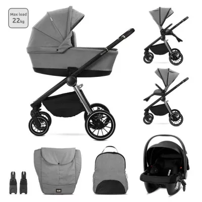 Carucior Set 3 in 1, Bianca, prevazut cu sistem anti-reflux, pana la 22 kg, Grey