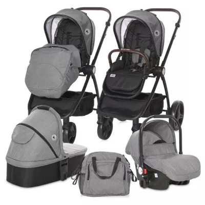 Carucior set 3 in 1, Infinity, de la 0 luni pana la 4 ani, maxim 22 kg, cadru din aluminiu, Gri Glaciar