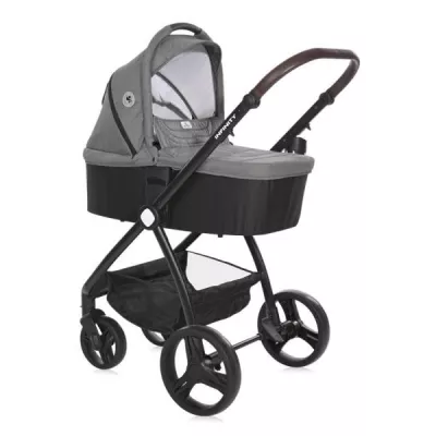 Lichidare de Stoc - Carucior set 3 in 1, Infinity, de la 0 luni pana la 4 ani, maxim 22 kg, cadru din aluminiu, Gri Glaciar, bebelorelli.ro