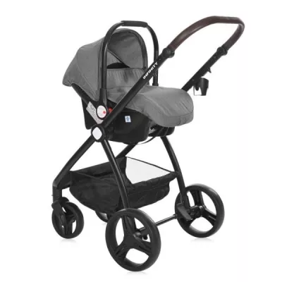Carucior set 3 in 1, Infinity, de la 0 luni pana la 4 ani, maxim 22 kg, cadru din aluminiu, Gri Glaciar