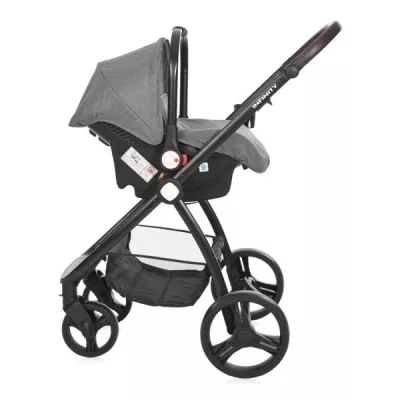 Carucior set 3 in 1, Infinity, de la 0 luni pana la 4 ani, maxim 22 kg, cadru din aluminiu, Gri Glaciar