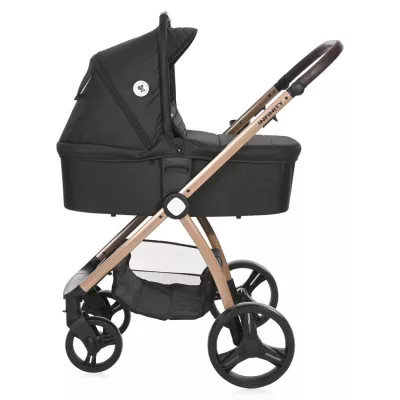 Carucior set 3 in 1, Infinity, de la 0 luni pana la 4 ani, maxim 22 kg, cadru din aluminiu, Negru Diamante