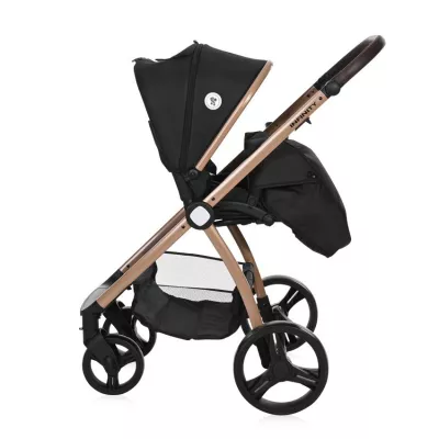 Carucior set 3 in 1, Infinity, de la 0 luni pana la 4 ani, maxim 22 kg, cadru din aluminiu, Negru Diamante