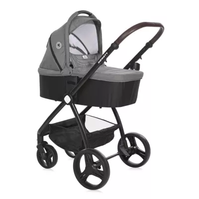 Carucior set 3 in 1, Infinity, de la 0 luni pana la 4 ani, maxim 22 kg, cadru din aluminiu, Gri Glaciar