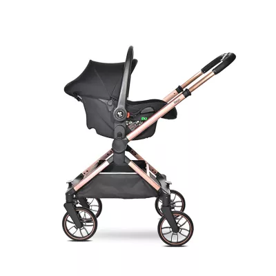Carucior Set 3 in 1, Reya, maner reversibil, pana la 22 kg, Negru Jasper