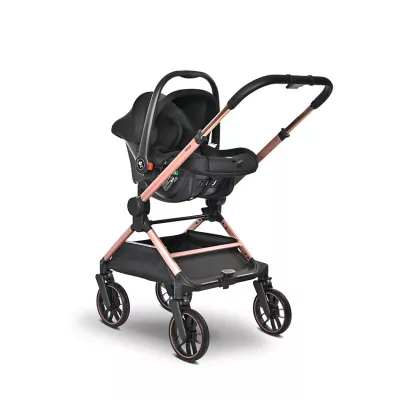 Carucior Set 3 in 1, Reya, maner reversibil, pana la 22 kg, Negru Jasper