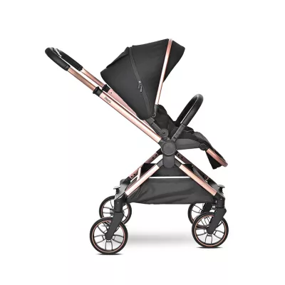 Carucior Set 3 in 1, Reya, maner reversibil, pana la 22 kg, Negru Jasper
