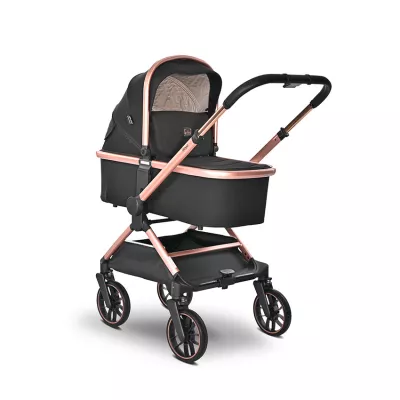 Carucior 3 in 1 - Carucior Set 3 in 1, Reya, maner reversibil, pana la 22 kg, Negru Jasper, bebelorelli.ro