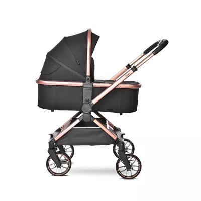 Carucior Set 3 in 1, Reya, maner reversibil, pana la 22 kg, Negru Jasper