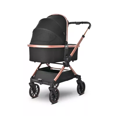 Carucior Set 3 in 1, Reya, maner reversibil, pana la 22 kg, Negru Jasper