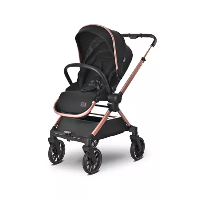 Carucior Set 3 in 1, Reya, maner reversibil, pana la 22 kg, Negru Jasper