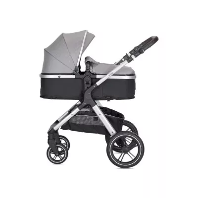 Carucior 3 in 1 - Carucior Set 3 in1, Viola, cos auto Spirit inclus, transformabil, sezut reversibil,  pana la 22 kg, Grey, bebelorelli.ro