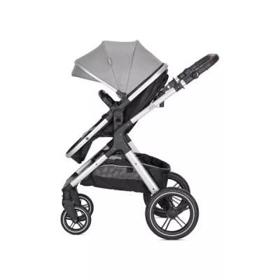 Carucior Set 3 in1, Viola, cos auto Spirit inclus, transformabil, sezut reversibil,  pana la 22 kg, Grey